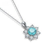 Pendentif en argent sterling 925 Paraiba créé par Etoilelier Lab, soleil en aluminium Yttrium bleu